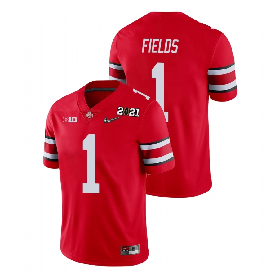Ohio State Buckeyes Men's NCAA Justin Fields #1 Scarlet Champions 2021 National College Football Jersey YHM0049TY